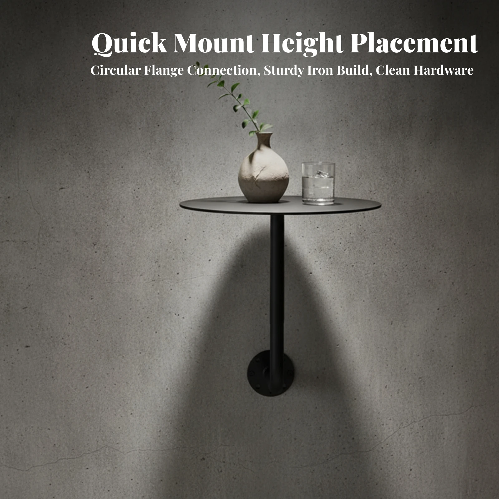 Wall-Mounted Round Table Space-Saving Wall-Mounted Side Table Furniture Compact Industrial for Narrow Areas, Cafe