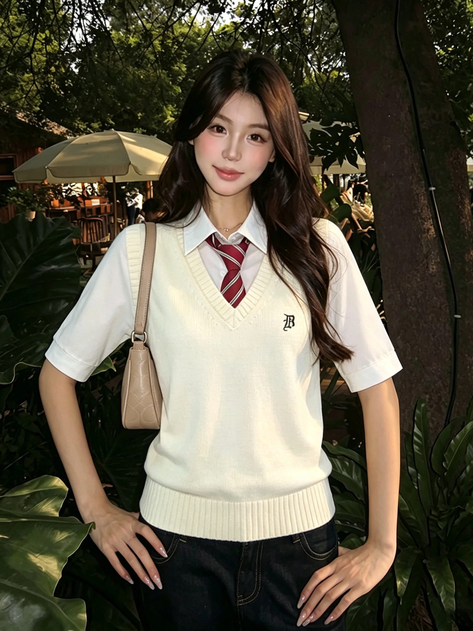 JK Uniform Set Vest Women's Knitted Sweater Layering Student School Uniform Summer Japanese Style College Fashion Polyester