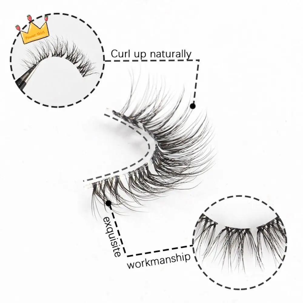 

Curled Simulation Eye Eyelashes Eye Elongated Synthetic Hair Transparent Stem False Eyelashes Black Natural 3D Eye Lashes Women