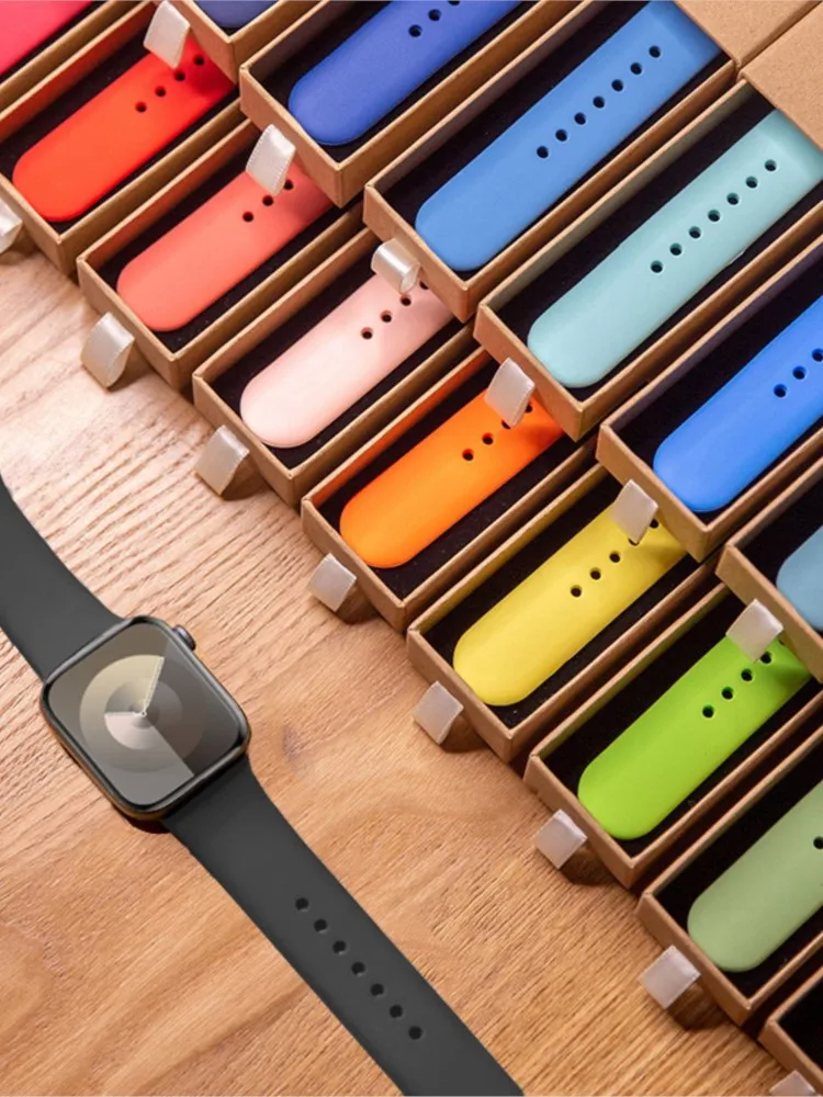 Ремешок для Apple Watch Band 45 мм 44 мм 40 мм 41 мм 49 мм 42 мм 38 мм 44 мм, силиконовый браслет для iwatch series se 6 7 8 9 Ultra 2 band 49 мм