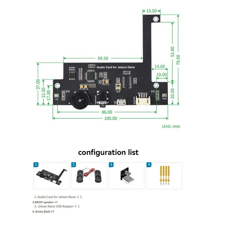 USB Audio Codec Module For Jetson Nano Sound Card Driver-Free Onboard 2CH Speaker Interface For Jetson Nano B01 2GB