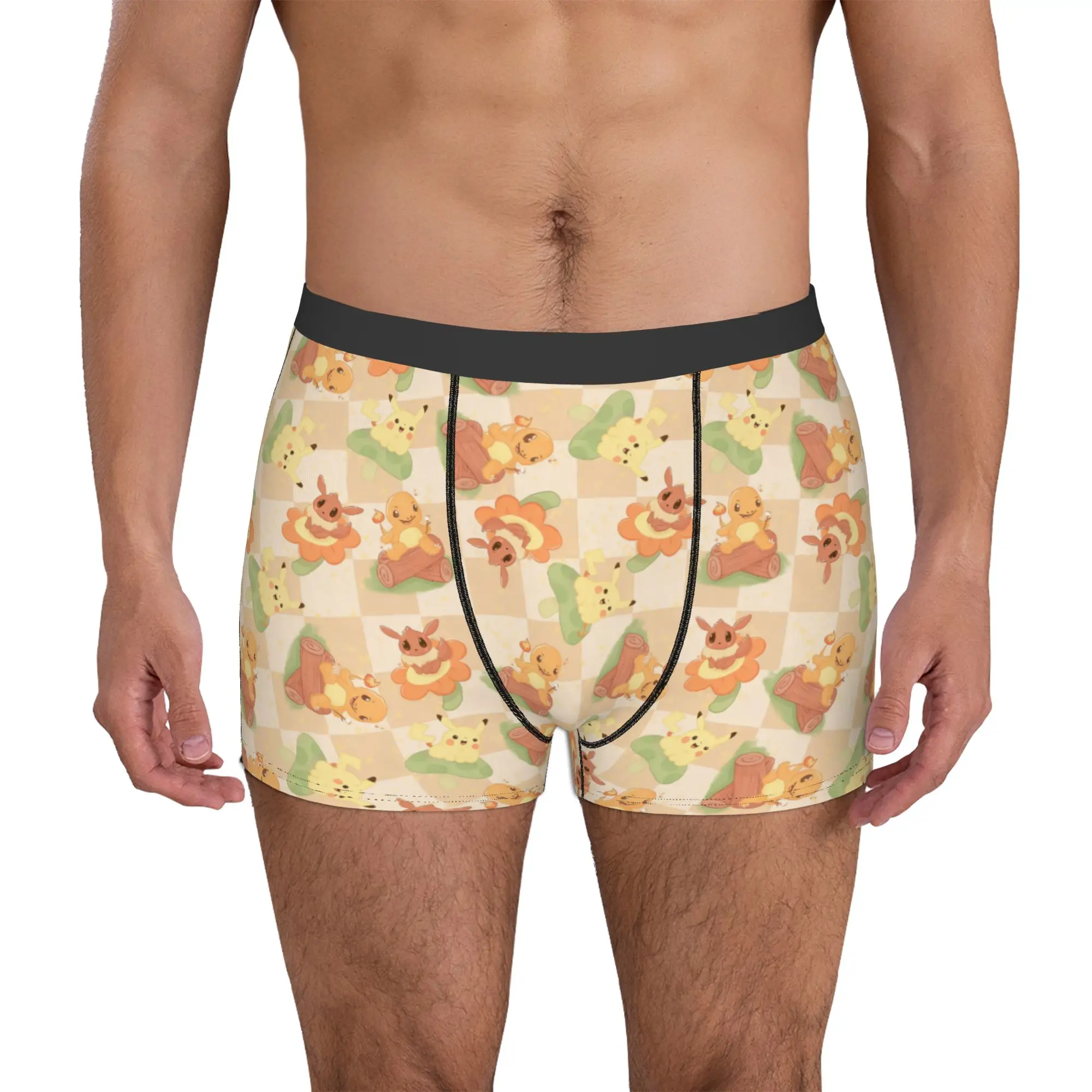Pikachu Eevee Charmander Boxers Shorts para hombre, calzoncillos de Pokémon, ropa interior novedosa