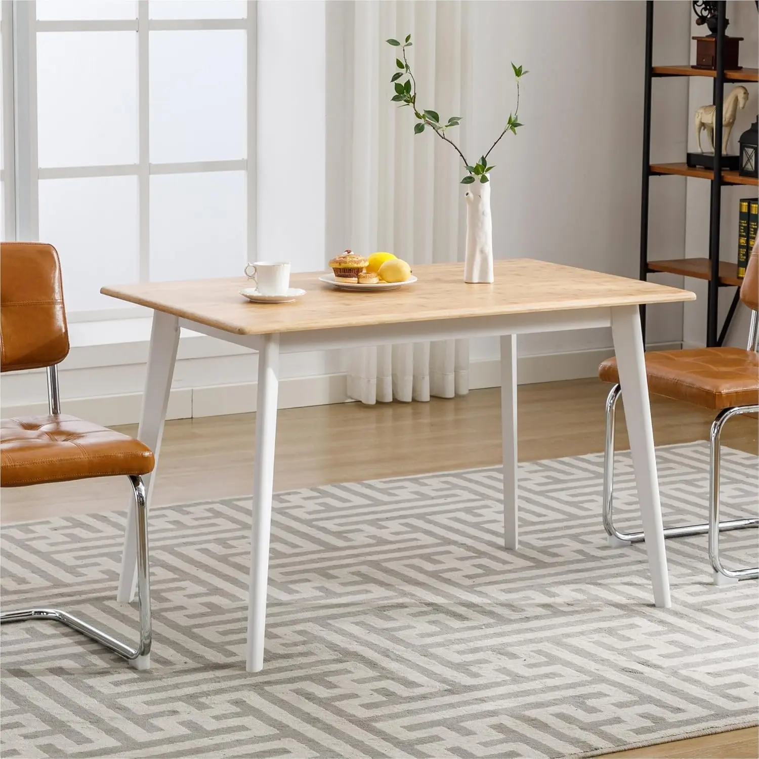 無垢の竹材の長方形のダイニングテーブル,小さなスペース用のミッドセンチュリーテーブル,100% の長方形のキッチンとダイニングルーム,47インチ