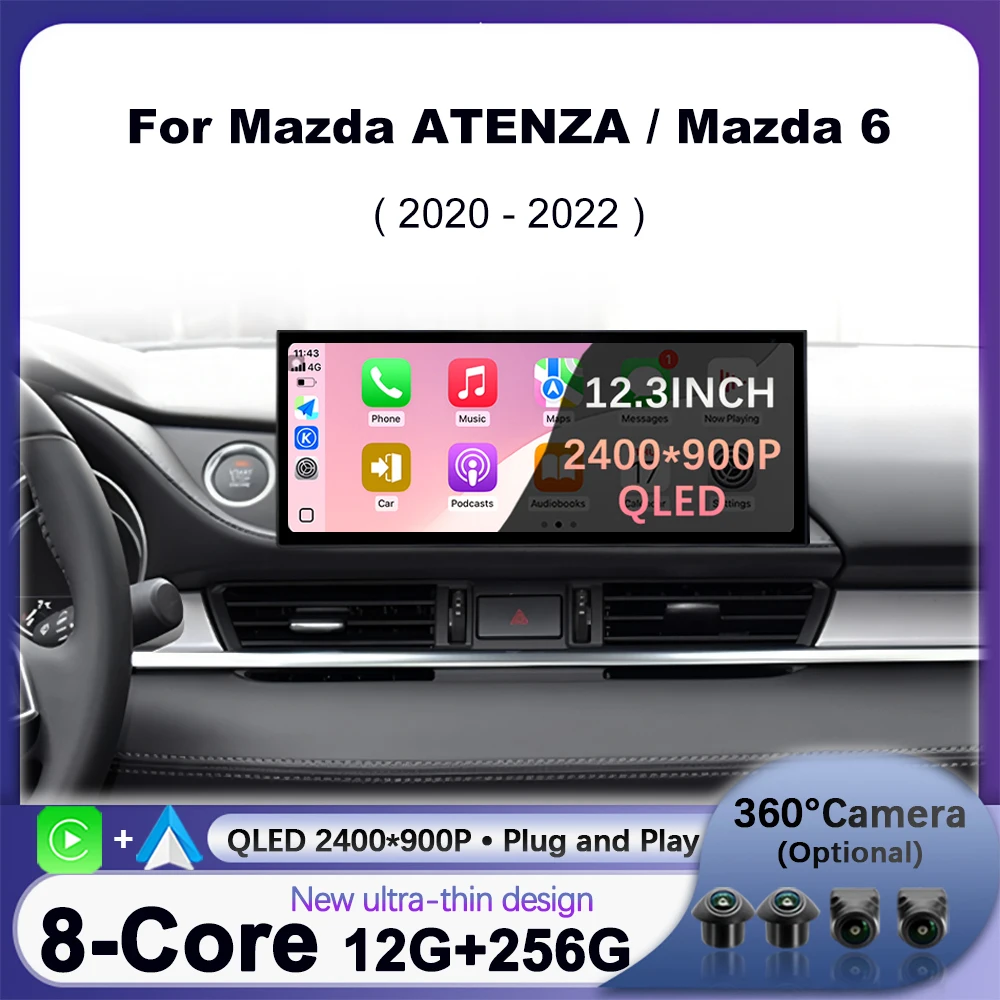 Android 16 para Mazda ATENZA Mazda 6 2020 - 2022, CarPlay Inalámbrico, Radio Estéreo para Auto con DSP, Navegación Multimedia GPS, Red 4G WIFI