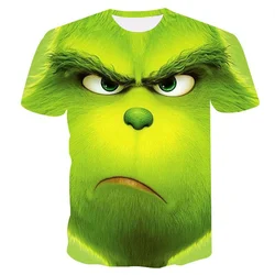 2024 New Green Hair Monster Summer Top 3D Digital Print Men's Street Fashion Trend Short Sleeve Quick Drying T-shirt