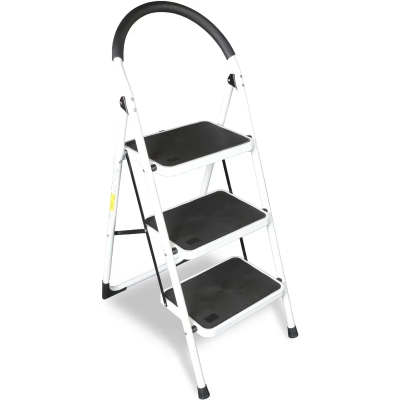 3 Step Ladder, Folding Lightweight Step Stool with Wide Anti-Slip Pedal for Home, Office, Kitchen and Garage, 400 lbs Capacity