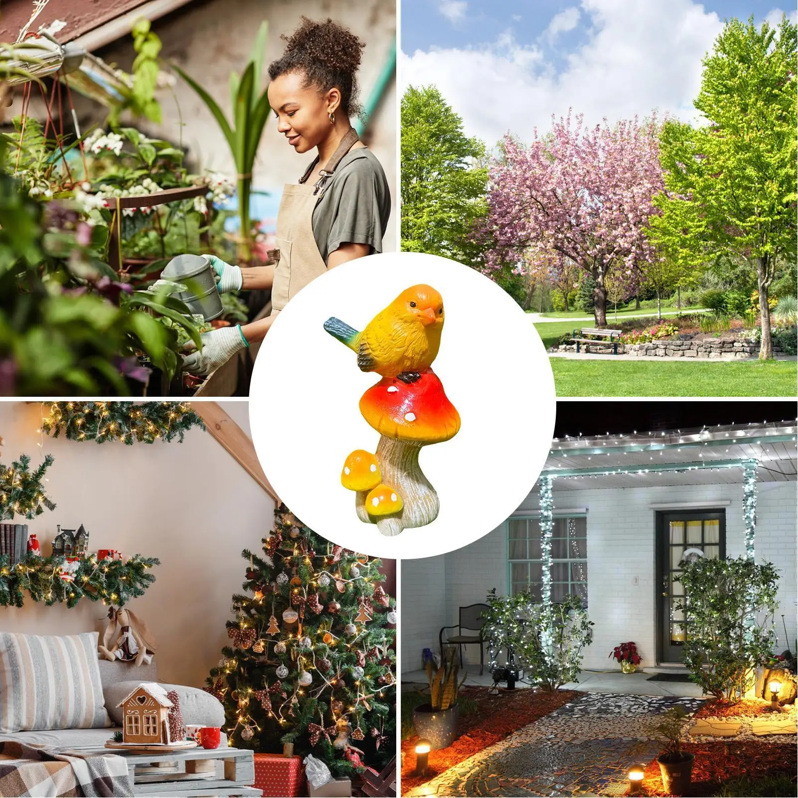 Garden Sculpture Resin Realistic Weather-Proof Figurine Bird Miniature Garden Sculpture For Porch Yard Lawn Backyard Courtyard