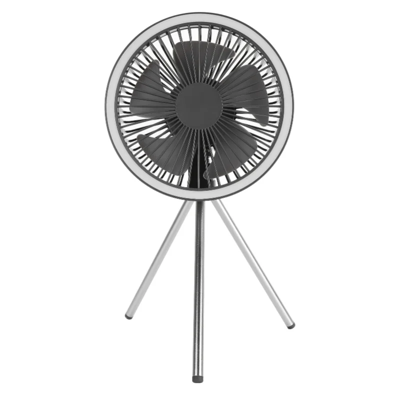 

Camping Fan With 3 Level Light 10000mah Rechargeable Battery Operated 3 Speed Tent Fan With Hook Tripod Portable Table Fan