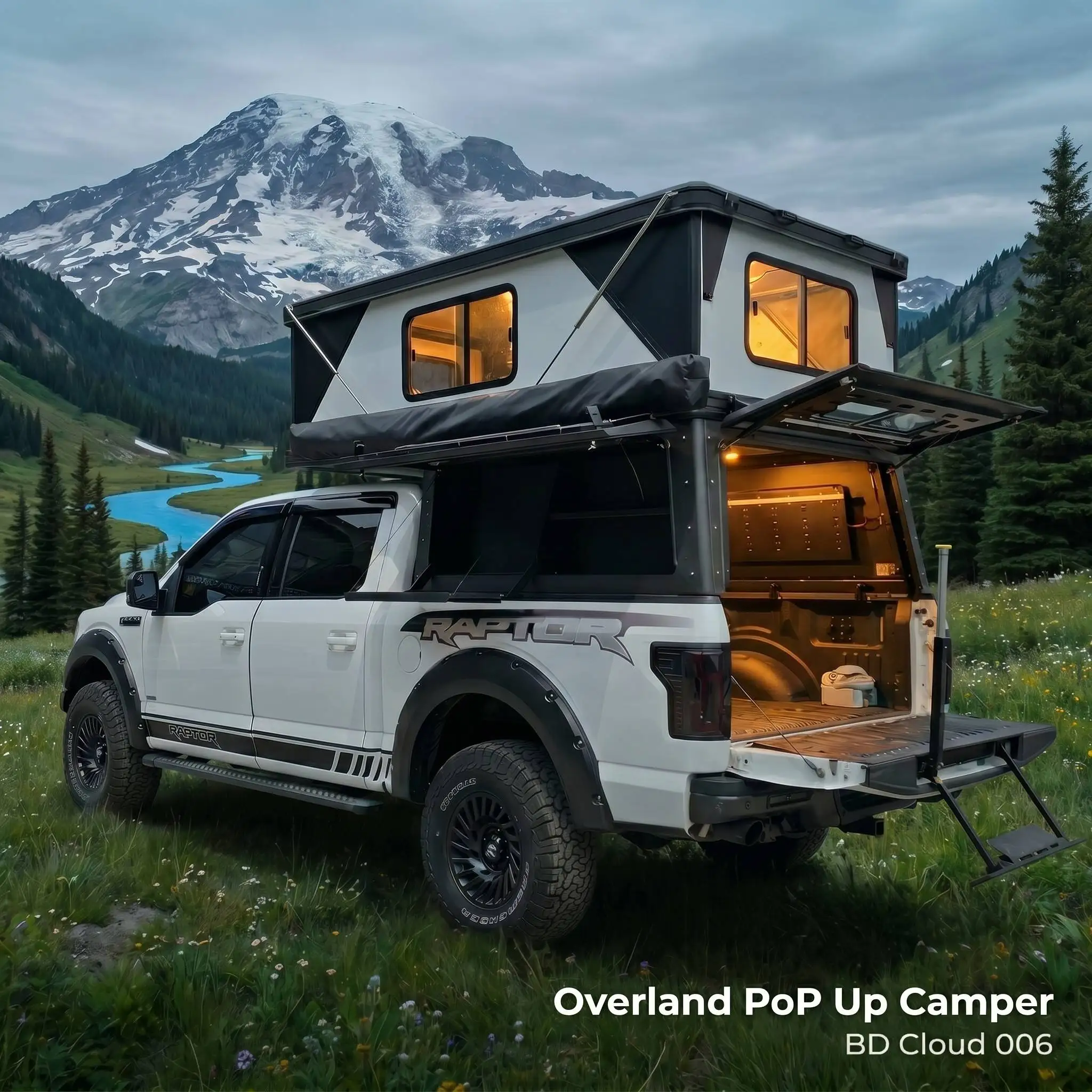 Hard Shell Truck Camper, for 4x4 Pickup Bed, Slide-in Expedition Off-Road RV, Custom Camping Shelter, Overland Travel Box