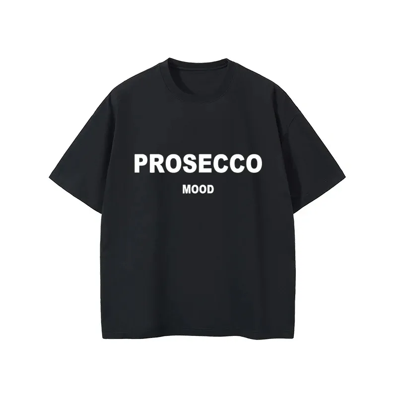 PROSECCO MOOD Women Summer T shirt Trend Luxury Style Printed Oversized T shirt 2024 Designer Clothing Female Vintage T shirts