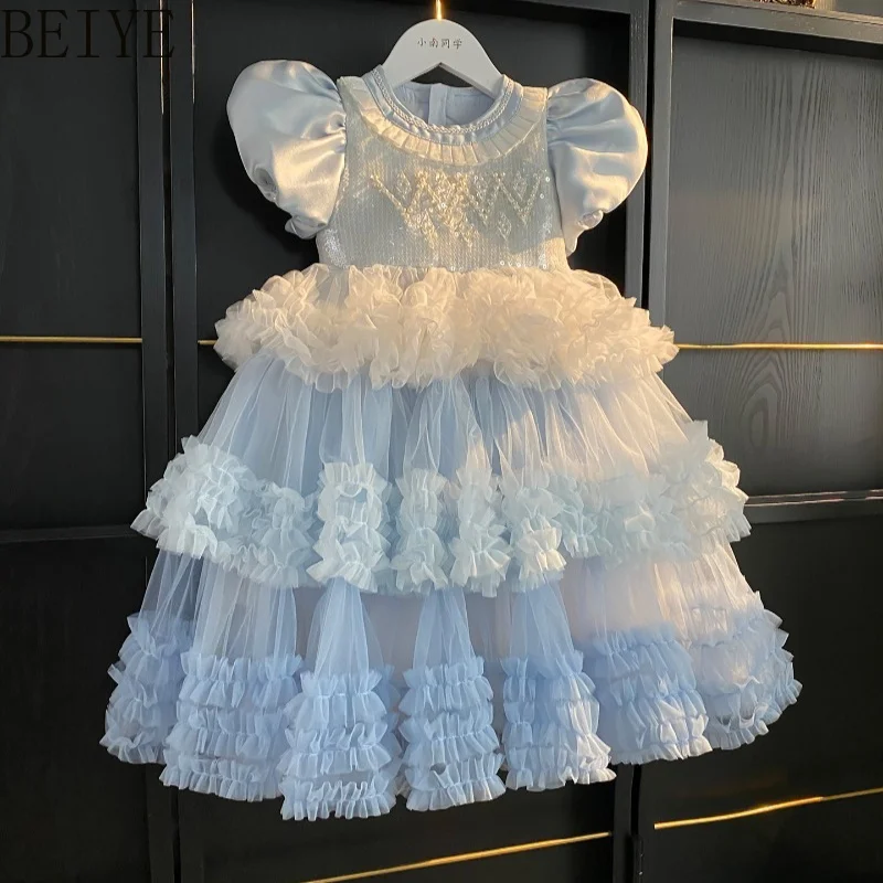 

Heavy Industry Princess Dress for Girls Spring and Summer New Children's Mesh Cake Dress Birthday Host Performance Dress