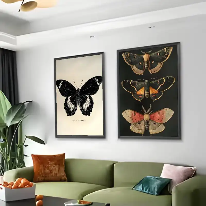 Black White Dark Butterfly Moth Poster art painting sticker with prints Home bedroom living room decoration gift - Image 4