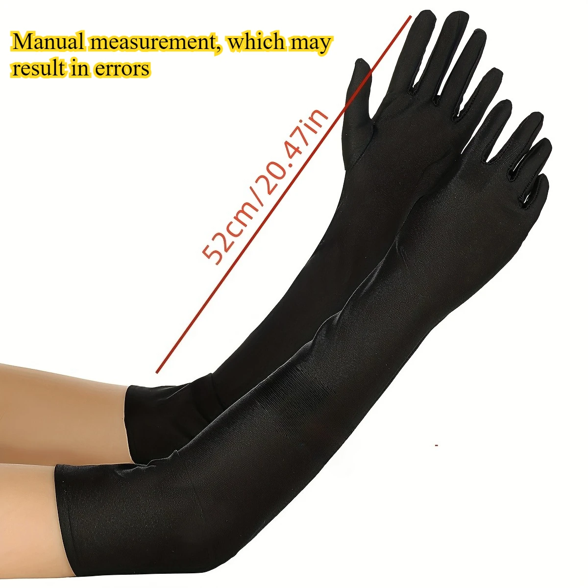 زوج واحد من القفازات النسائية الأنيقة ذات الأصابع الطويلة - مطاطا، 6 ألوان ثابتة (أبيض/أحمر/رمادي/بيج/أسود/بني)