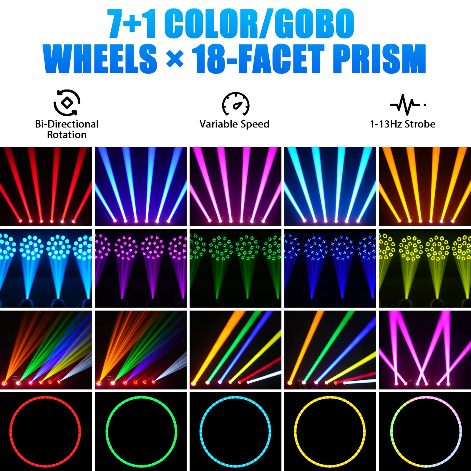 Datewink 150W LED Moving Head Lights RGB Beam Strobe Stage Lighting Effect Projector DMX512 For DJ Disco Party Wedding Nightclub