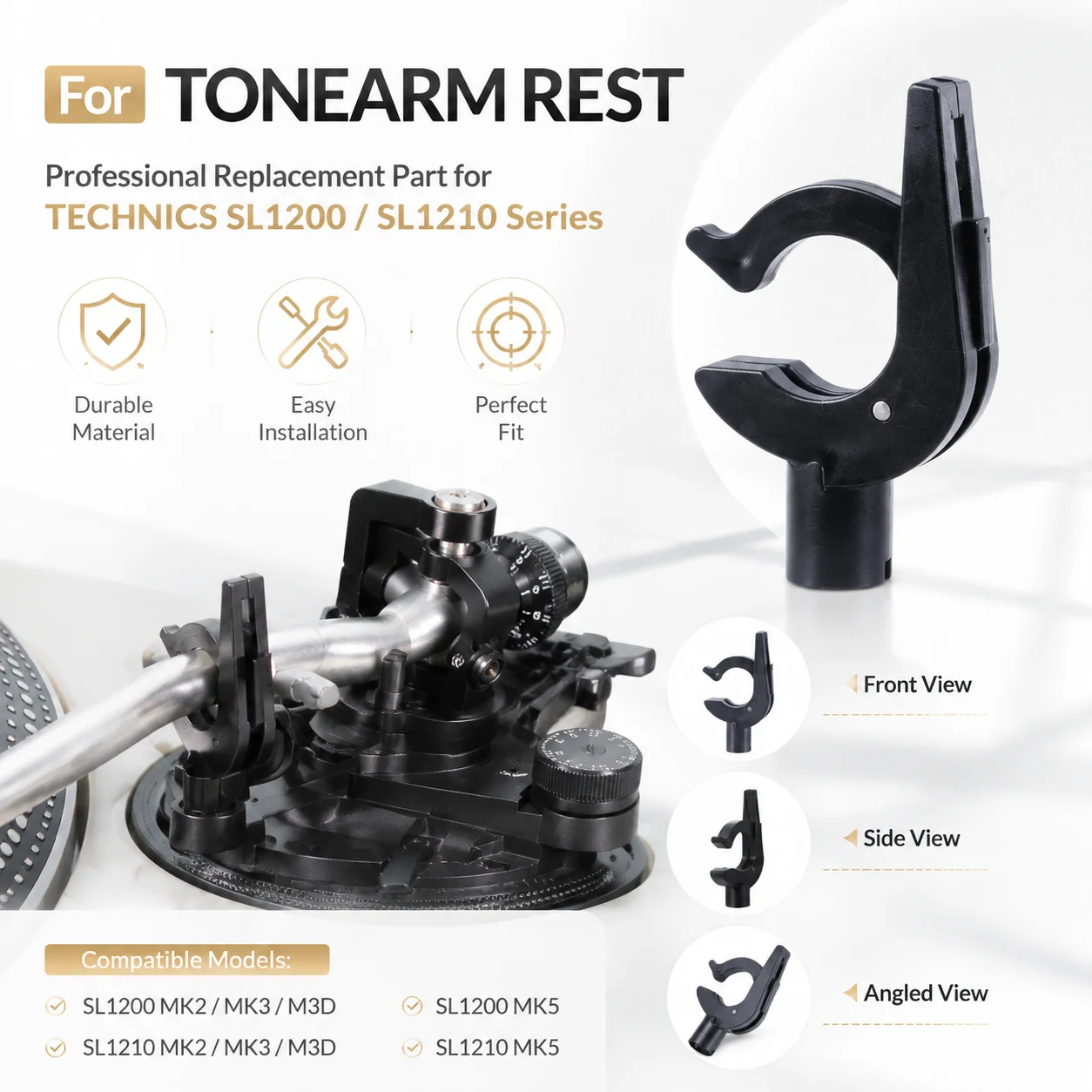 Tonearm Holder Replacement Tonearm Rest For TECHNICS SL1200 SL1210 MK2 MK3 M3D MK5 Turntables Essential Turntable Accessory