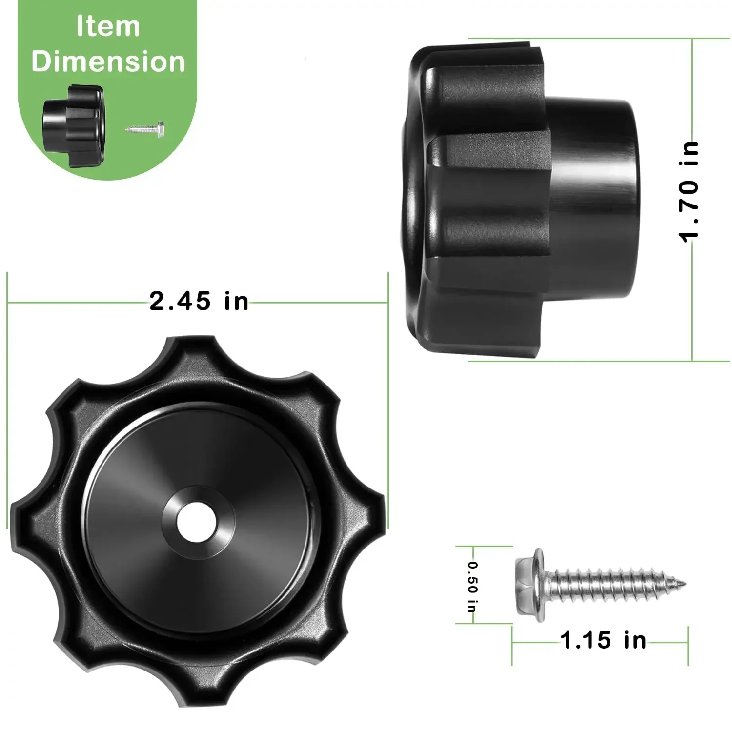 Picture 6: Replacement for 630-7965 Wall Hydrant Handle Kit, for 300/400/500 Series Mansfield Wall Hydrant, Wheel Shaped Handle Knob Type