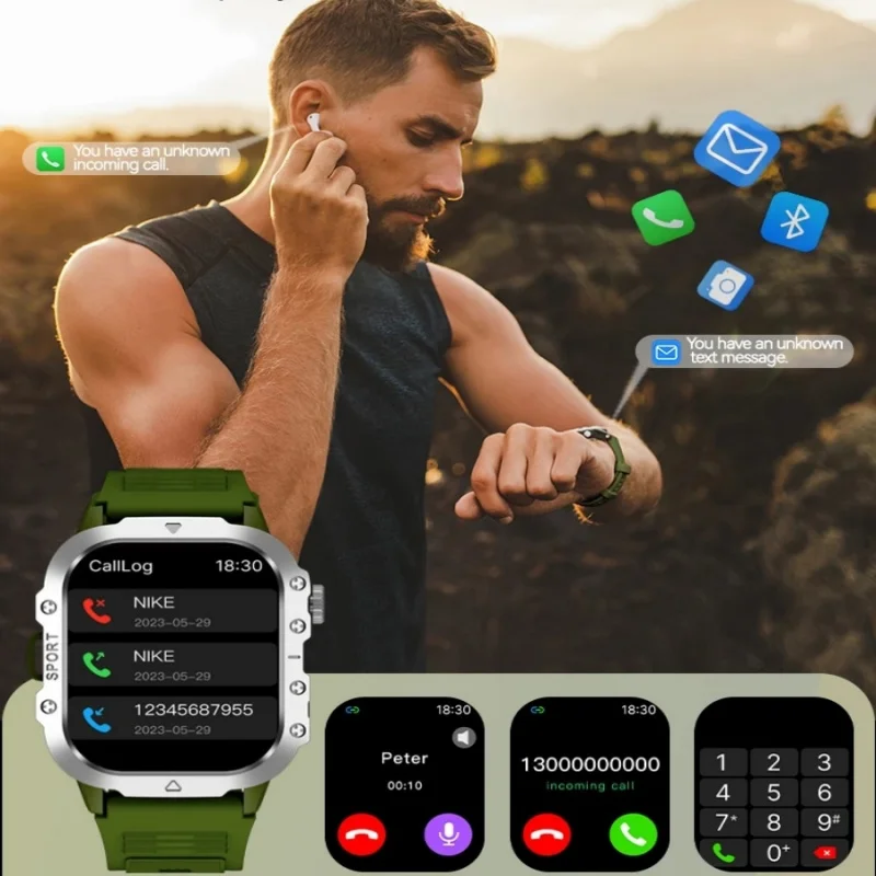 Multi Sport Mode Smartwatch for Men Outdoor Sports Steps Fitness Tracker Health Monitor Smart Watch BT Call SMS Reminder Watches