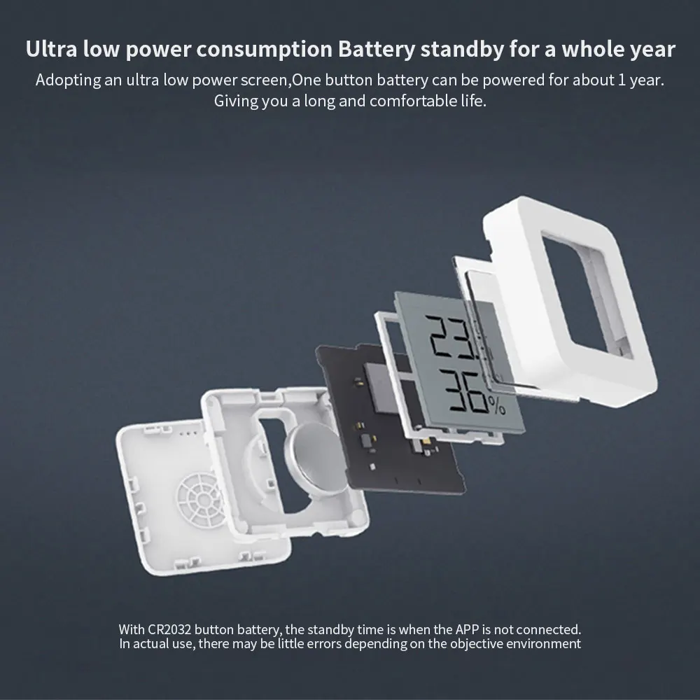 Xiaomi Mijia-termómetro Digital con Sensor de humedad y temperatura, higrómetro con Bluetooth, funciona con MiHome Smart Home y batería