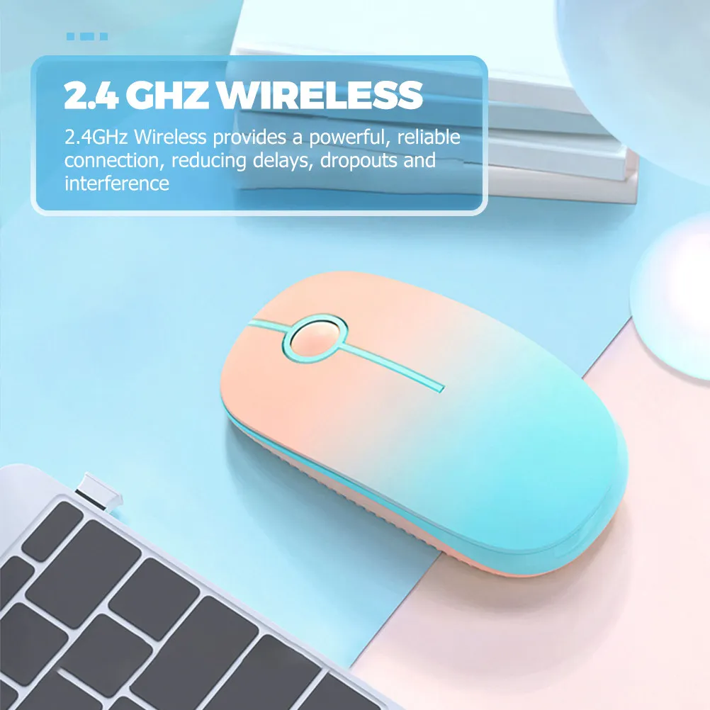 Wireless Mouse Silent Gradient Color Ergonomic Portable Cordless Mouse for Laptop Computer Office Travel