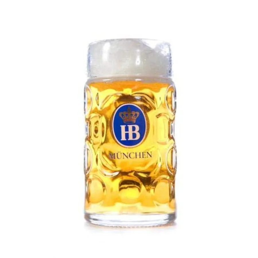 

1 Liter HB Hofbrauhaus Munchen Dimpled Glass Beer Stein for Traditional Beer Serving at Oktoberfest Gatherings Large Capacity w