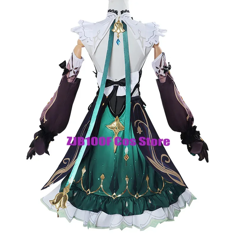 Sky01 Genshin Emilie Cosplay Costume Wig Dress Uniform Set Earrings Glasses Hat Fontaine Emilie Prop Halloween Party OutfitSd01$