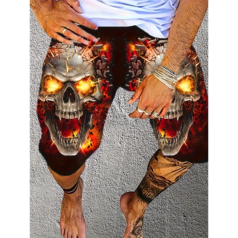 Fashion Skull Graphic 3D Print Beach Shorts Summer Men Women Oversized Surfing Board Shorts Swimwear Cool Trunks Kids Clothing