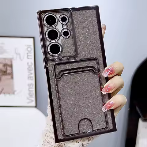 Wallet Plating Glitter Card Holder Case For Samsung S24 S23 S22 Ultra S21 Plus S20Note 20 10Pro A73 A53 A72 A52 A51 A71 HD Cover