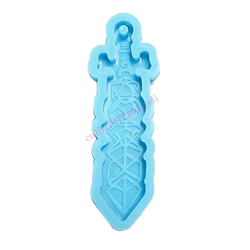 Silicone Mold Sword Keychain Mold with Hole Keyring Pendant DIY Craft M76B