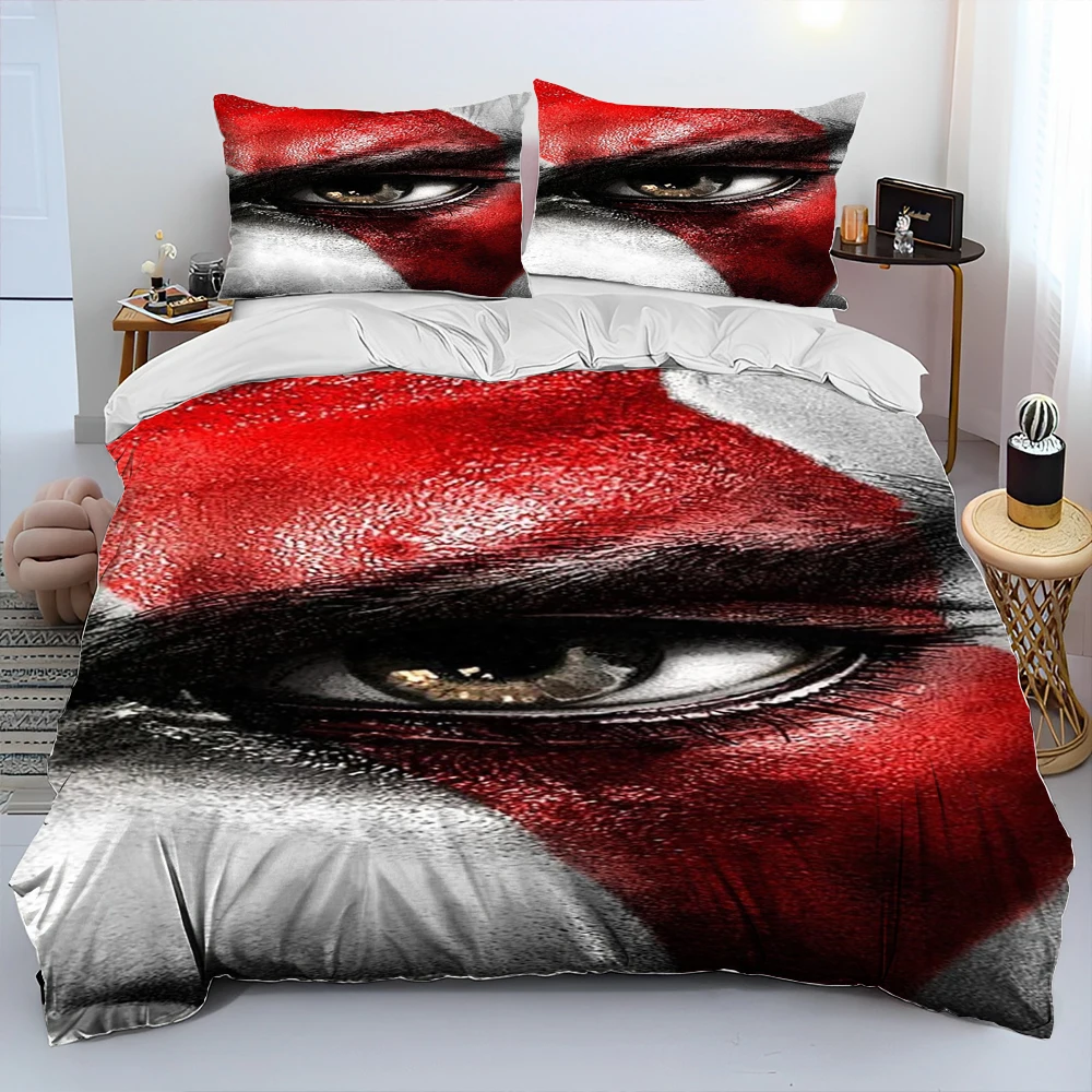 God of War Game Gamers Kratos Comforter Bedding Set,Duvet Cover Bed Set Quilt Cover Pillowcase,king Queen Size Bedding Set Gift