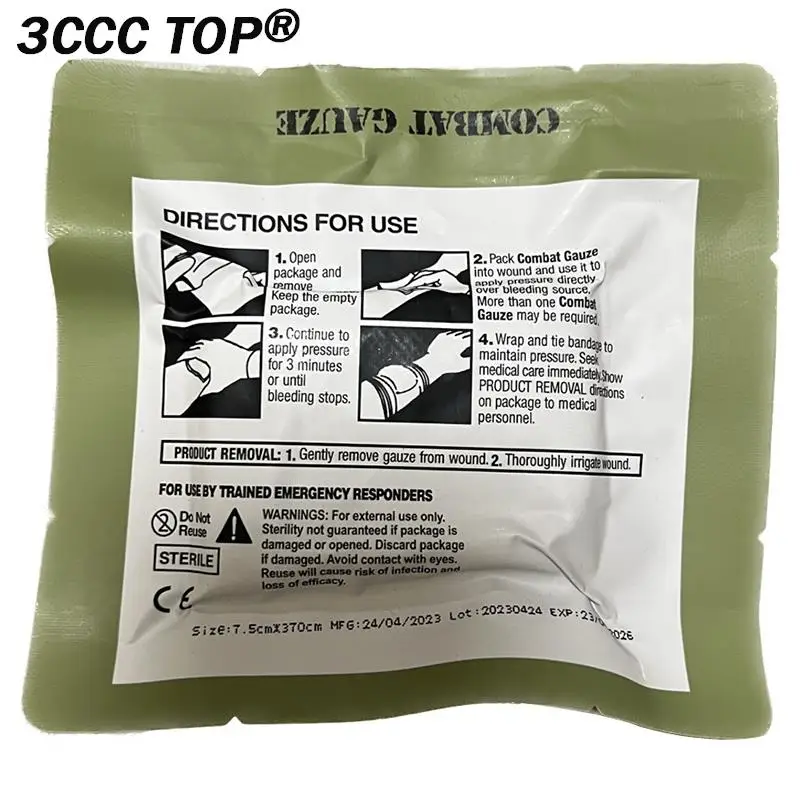 Kaolin Dressing Gauze Combat Hemostatic Emergency Trauma Soluble For Tactical Military First Aid Kit Medical Wound Dressing