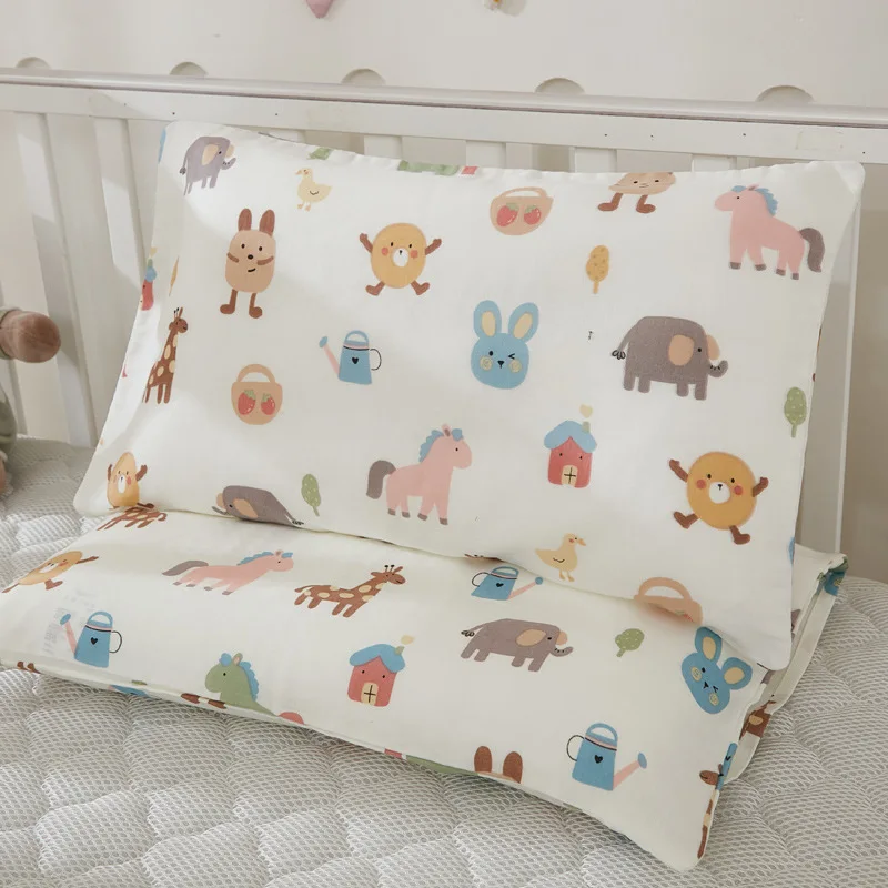 

Baby Kids Cotton Pillowcase 30x50 40x60cm - Double Gauze Cartoon Crib Toddler Bedding, Soft Children's Pillow Cover Set