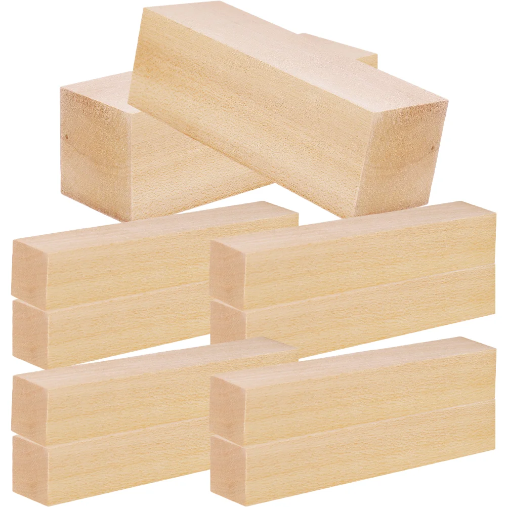 

10 Pcs Carved Basswood Strips Lumber Carving Block Embossed Blocks Wooden for Adult Large