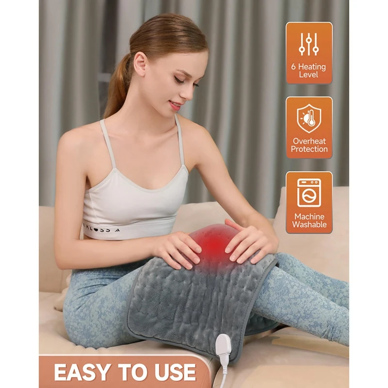 Heating Pad For Pain Relief, With Auto Shut Off & 6 Heat Settings, Super Soft For Back, Neck, Shoulders, 30X60cm