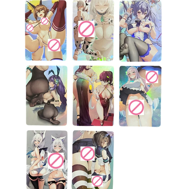 8Pcs/Set ACG Girl Cards NIKKE Dolla Fubuki Keqing Swimsuit Anime Game Characters Collection Color Flash Cards Cute DIY Toys Gift