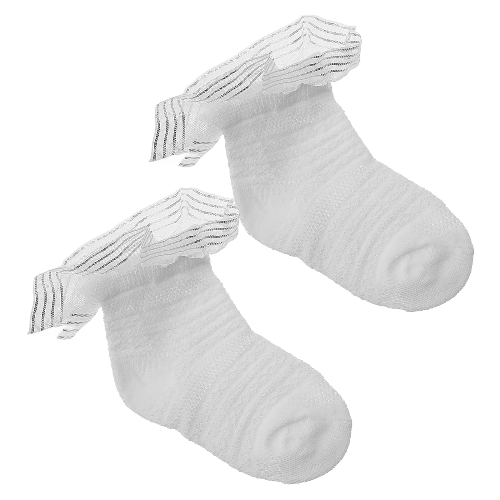 

1 пара белых детских гольфов с рюшами из тюля, мягкие танцевальные носки для новорожденных девочек, размер S, уютные теплые чулки для маленьких мальчиков