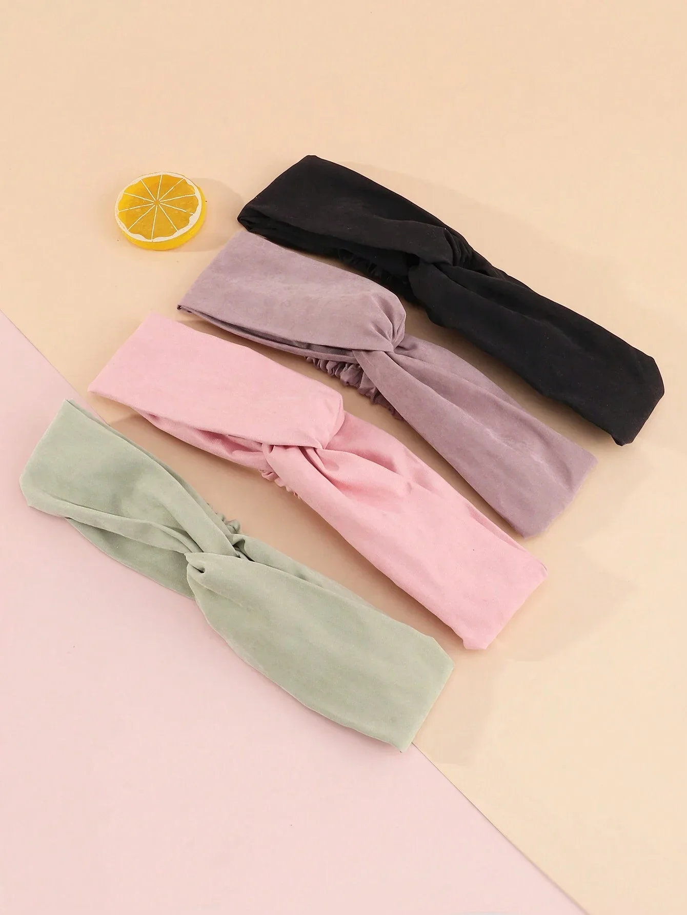 

4pcs Women's Solid Color Twist Knot Headbands Elastic Hair Bands For Daily Casual Wear