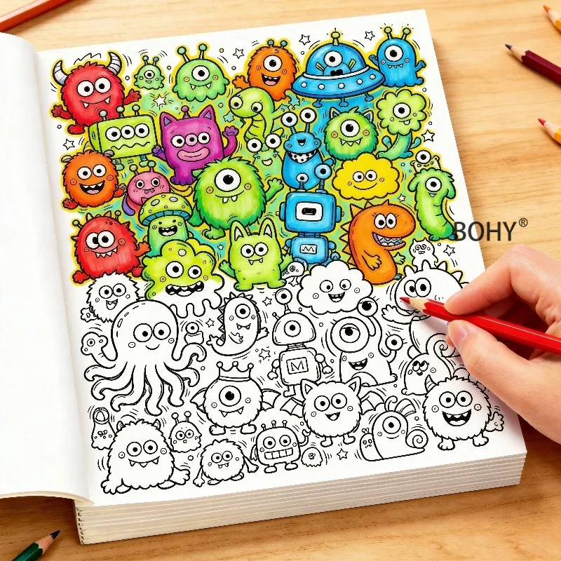 An Adult Decompression and Coloring Book, Including Pet/food/monster Theme Sketches, 32 Pages Thick Paper, Tracing+coloring