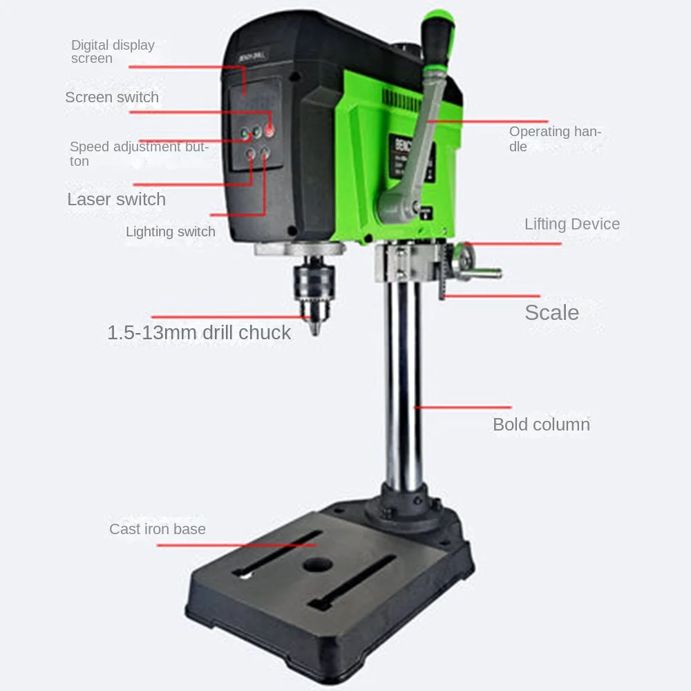 Digital display high precision bench drill Small household 220V industrial grade drilling and milling machine Mini