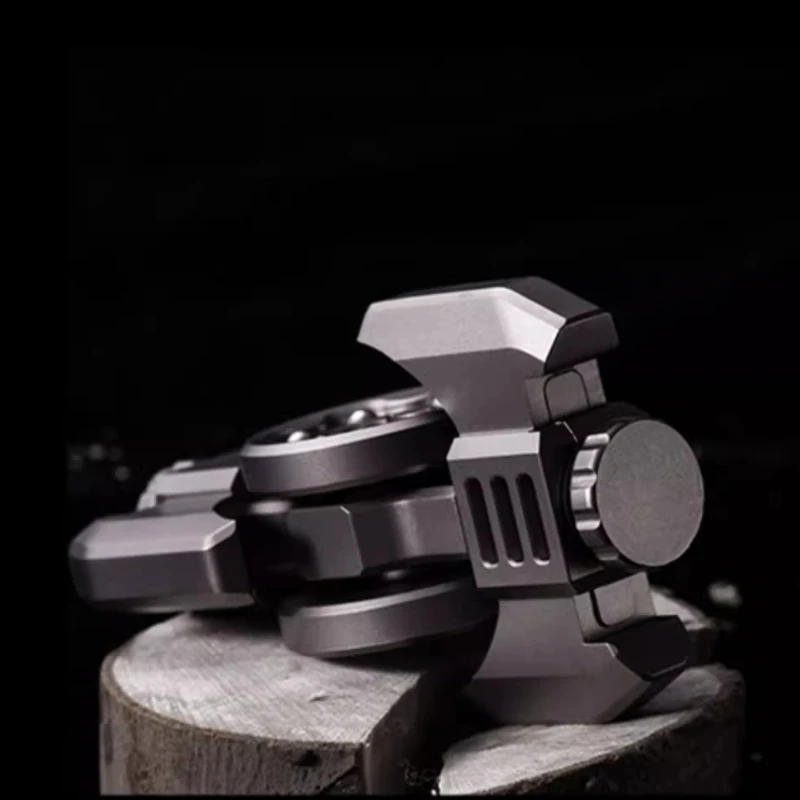 Black Mirror EDC Tomahawk Two-leaf Mechanical Metal Rotating Fidget Spinner Decompression Desktop Toy