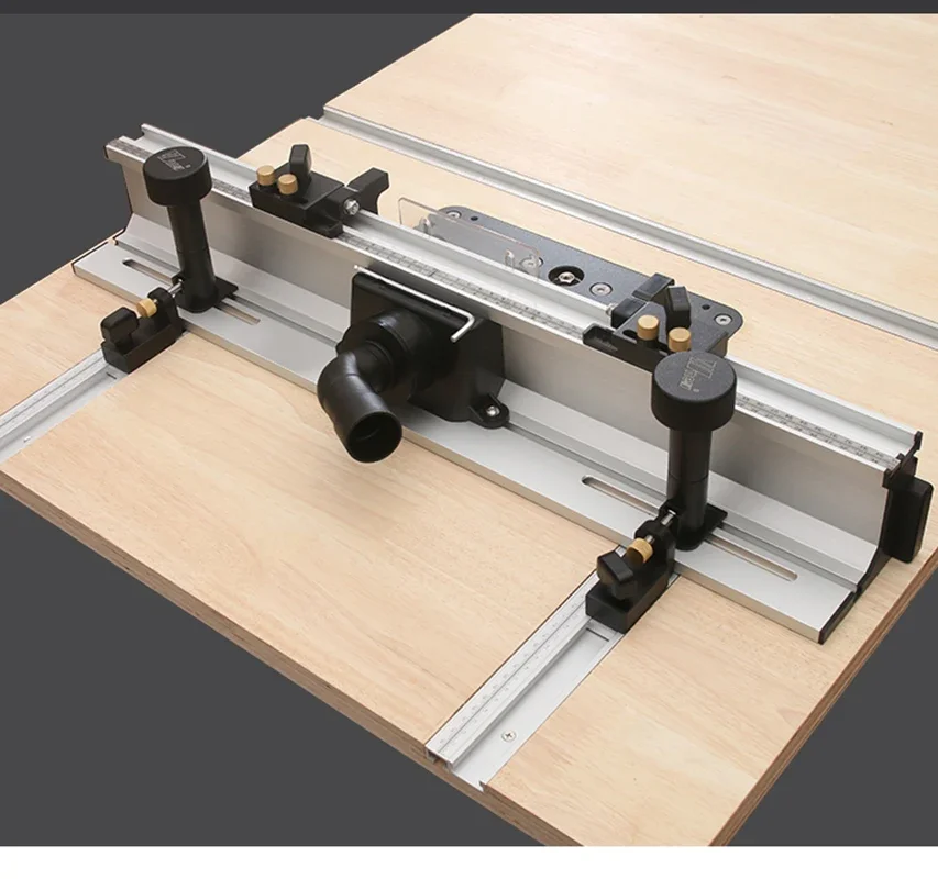 Deluxe Router Table Fence System 700mm Aluminium Profile T-tracks Sliding Fence with Bit Guard, Adjustable Stop and Dust Port