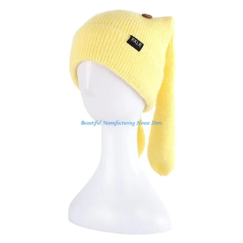 

E56A Oversized Rabbit Hat for Halloween New Year Winter Party Decorations Festive Stage Shows Long Ear Headdress