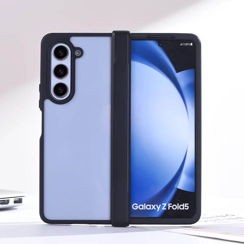 For Samsung Galaxy Z Fold 4 5 Case Matte Skin Friendly Transparent Hinge All-inclusive Folding Shockproof Protective Hard Cover