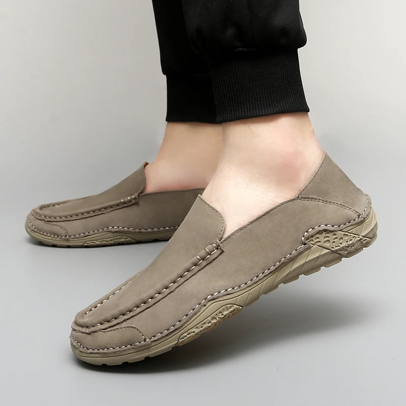 

Leisure Walk Outdoors Loafers Flats Suede Leather Business Dress Shoes Fashion Men's Casual Leather Shoes Handmade Man Moccasins