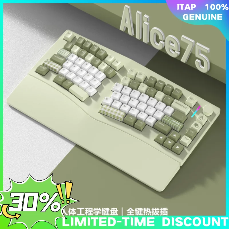 

In Stock Feker Alice75 QMK/VIA Alice Layout Aluminum Gasket-mounted Hot-Swap Wired/Bluetooth/2.4GHz Wireless Mechanical Keyboard