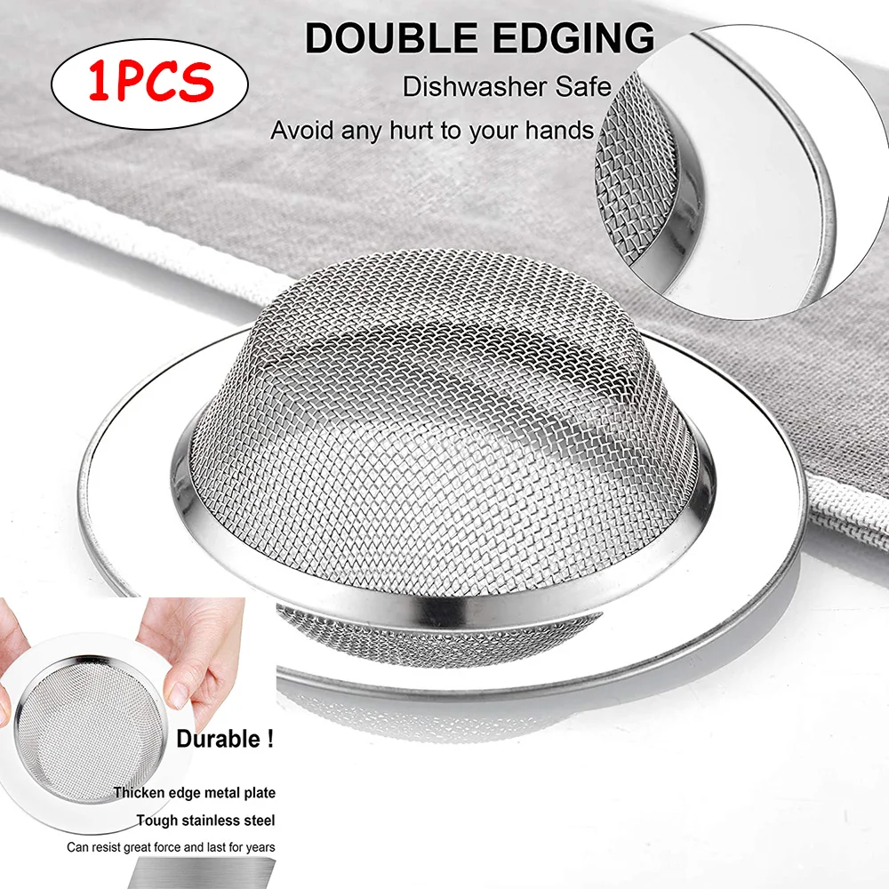 Kitchen Stainless Steel Sink Filter,Bathtub Hair Catcher Stopper,Shower Drain Hole Filter Trap,Metal Sink Strainer 1Pc