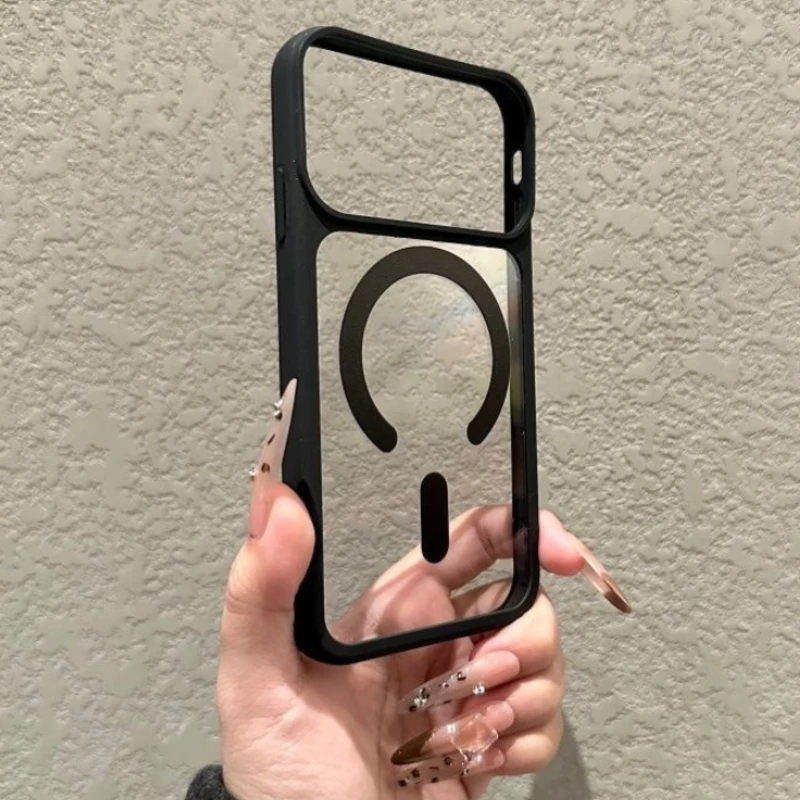 

Роскошный ультратонкий магнитный чехол с защитой от пожелтения для iPhone 17 11 12 13 14 15 16 Pro Max, ударопрочный жесткий чехол из поликарбоната для Magsafe