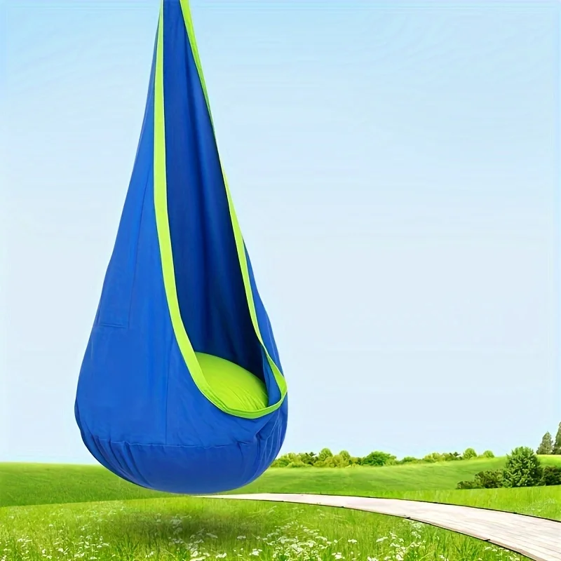 吊り下げ式ハンモックチェアスイング、インフレータブル枕付き、屋内外で使用可能、耐荷重176ポンド、リラックスやキャンプに最適