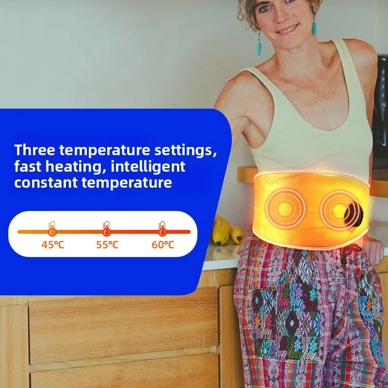 Far Infrared Lumbar Support Belt Red Light Hot Moxibustion Vibration Waist Abdomen Dual Use Massager