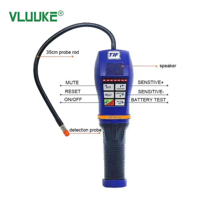 VLUUKE SF6 Gas Leak Detector Automatic Dual-Channel Wireless with 35cm Probe Touch Keyboard for Halogen Refrigerant Detection
