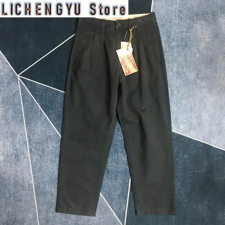 Autumn New American Retro Woven Tapered Cargo Pants Men's Fashion 100% Cotton Washed Old Casual Cityboy Loose Straight Trousers